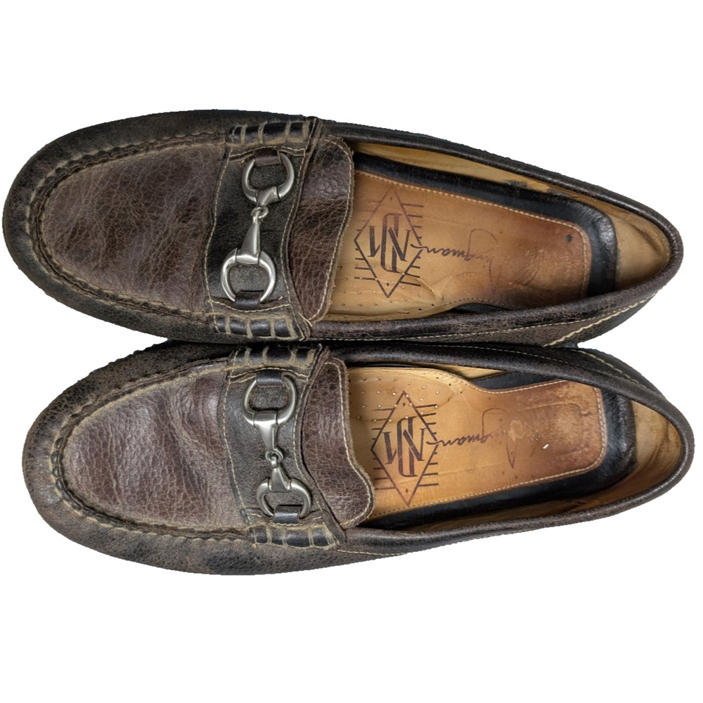 Martin Dingman Horse Bit Loafers Men 10.5 Pebbled Leather Old Money Quiet Luxury